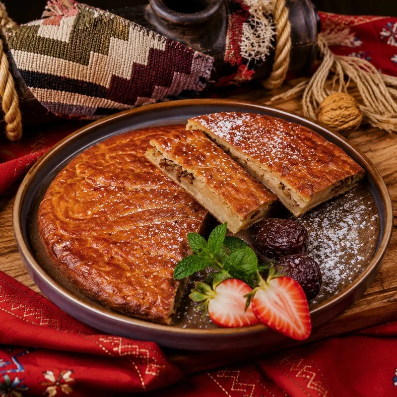 Гата с финиками и грецким орехом